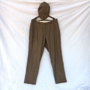 Dapper women’s wool trousers with matching hat